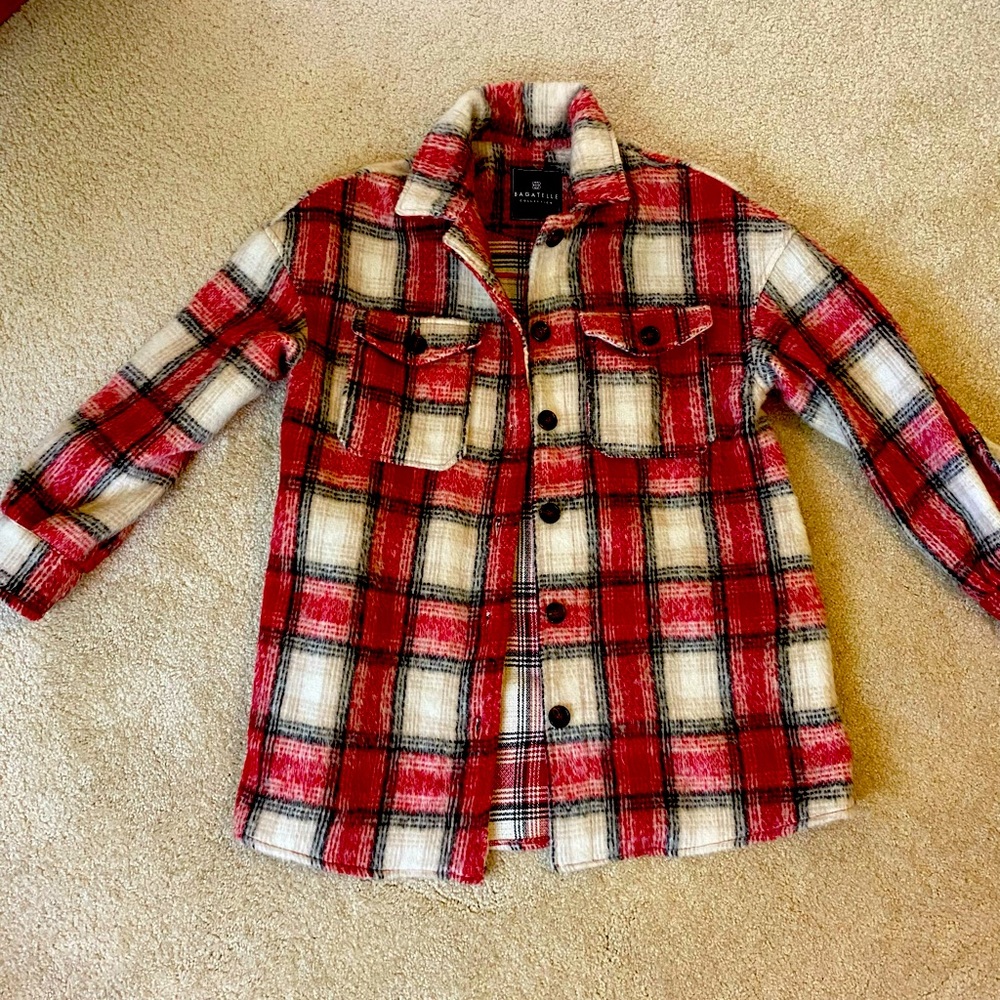 Brushed flannel classic plaid “shacket” for Fall with pockets!